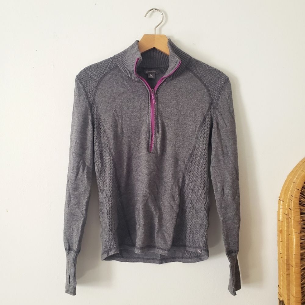 Eddie Bauer Half Zip Pullover Gray Purple S